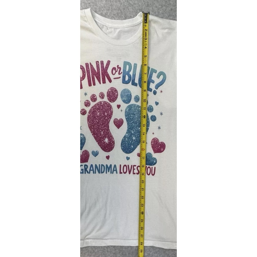 Gender Reveal Pink Or Blue Grandma Loves You Grandmother T-Shirt Small Unique - Picture 5 of 6